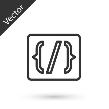 Grey line Programming language syntax icon isolated on white background. Syntax Stock Illustration