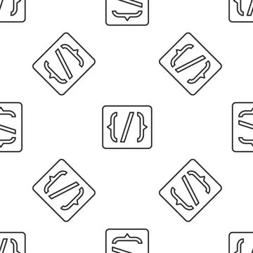 Grey line Programming language syntax icon isolated seamless pattern on white イラスト素材