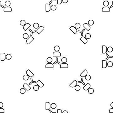 Grey line Project team base icon isolated seamless pattern on white background Illustrazione stock