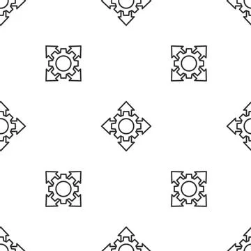 Grey line Project team base icon isolated seamless pattern on white backgroun 库存插图