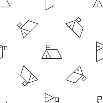 Grey line Protest camp icon isolated seamless pattern on white background Stock Illustration