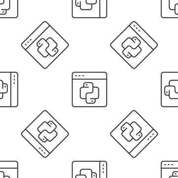 Grey line Python programming language icon isolated seamless pattern on white Illustration
