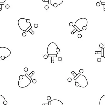 Grey line Racket for playing table tennis icon isolated seamless pattern on Stock Illustration