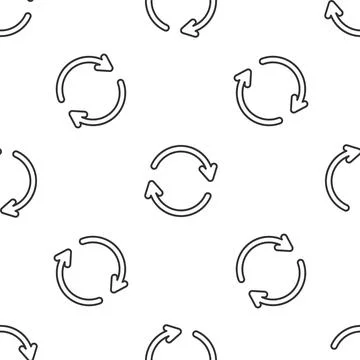 Grey line Refresh icon isolated seamless pattern on white background. Reloa.. Stock-Illustration