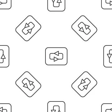 Grey line Repeat button icon isolated seamless pattern on white background Illustrazione stock