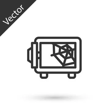 Grey line Safe icon isolated on white background. The door safe a bank vault Ilustración de archivo