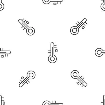 Grey line Sauna thermometer icon isolated seamless pattern on white background Stock Illustration