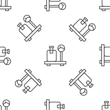 Grey line Scale with suitcase icon isolated seamless pattern on white background イラスト素材