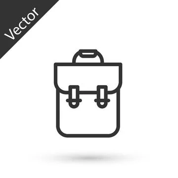 Grey line School backpack icon isolated on white background. Vector Illustrazione stock