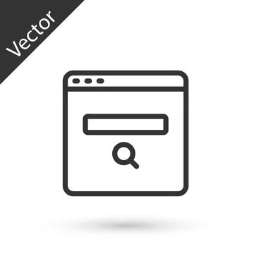 Grey line Search engine icon isolated on white background. Vector Illustrazione stock