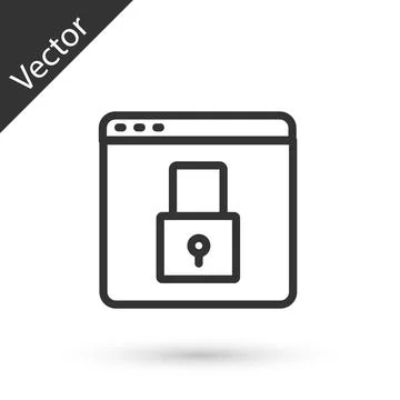 Grey line Secure your site with HTTPS, SSL icon isolated on white background Illustration