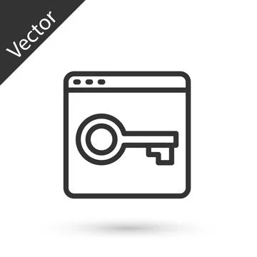Grey line Secure your site with HTTPS, SSL icon isolated on white background Illustration