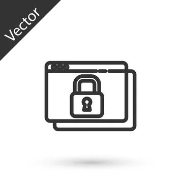 Grey line Secure your site with HTTPS, SSL icon isolated on white background Illustration