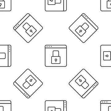 Grey line Secure your site with HTTPS, SSL icon isolated seamless pattern o.. 库存插图