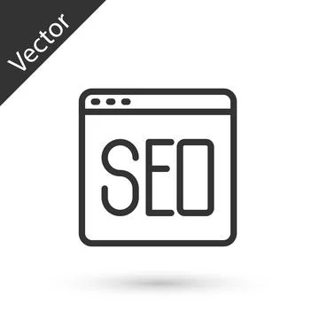 Grey line SEO optimization icon isolated on white background. Vector 스톡 일러스트