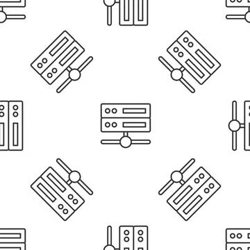 Grey line Server, Data, Web Hosting icon isolated seamless pattern on white Illustrazione stock