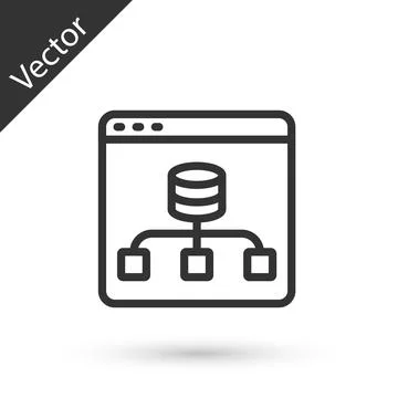 Grey line Server, Data, Web Hosting icon isolated on white background. Vector Stock Illustration