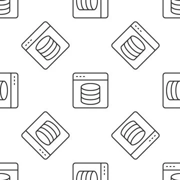 Grey line Server, Data, Web Hosting icon isolated seamless pattern on white Stock Illustration