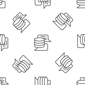Grey line Server, Data, Web Hosting icon isolated seamless pattern on white 스톡 일러스트