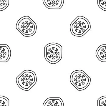 Grey line Shield protecting from virus, germs and bacteria icon isolated Illustrazione stock