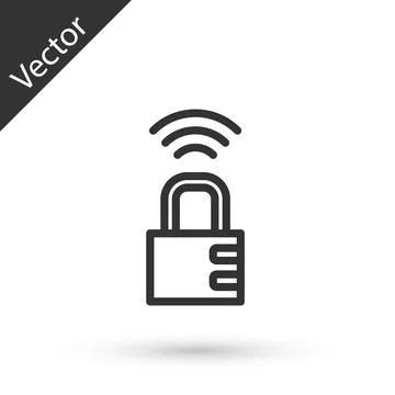 Grey line Smart safe combination lock icon isolated on white background Stock Illustration