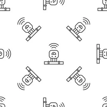 Grey line Smart sensor system icon isolated seamless pattern on white background Stock Illustration