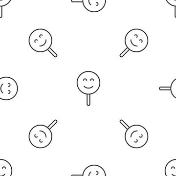 Grey line Smile face icon isolated seamless pattern on white background. Smil Stock Illustration