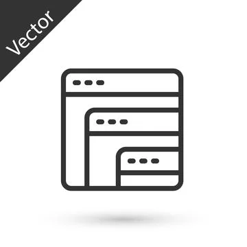 Grey line Software, web developer programming code icon isolated on white Stock Illustration