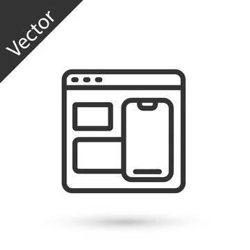 Grey line Software, web developer programming code icon isolated on white Stock Illustration