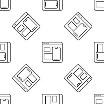 Grey line Software, web developer programming code icon isolated seamless Illustrazione stock