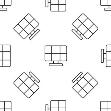 Grey line Solar energy panel icon isolated seamless pattern on white background イラスト素材