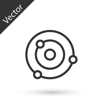 Grey line Solar system icon isolated on white background. The planets revolve Stock Illustration