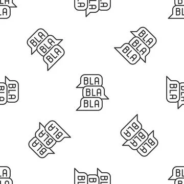 Grey line Speech bubble chat icon isolated seamless pattern on white backgr.. Stock Illustration