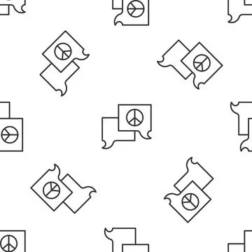 Grey line Speech bubble chat icon isolated seamless pattern on white backgr.. Stock Illustration