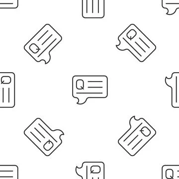 Grey line Speech bubbles with Question icon isolated seamless pattern on white Stock Illustration