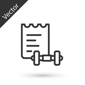 Grey line Sport training program or fitness plan icon isolated on white 스톡 일러스트