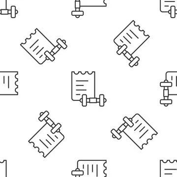 Grey line Sport training program or fitness plan icon isolated seamless pat.. Stock Illustration