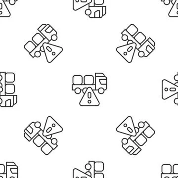 Grey line Stop delivery cargo truck vehicle icon isolated seamless pattern on Illustrazione stock