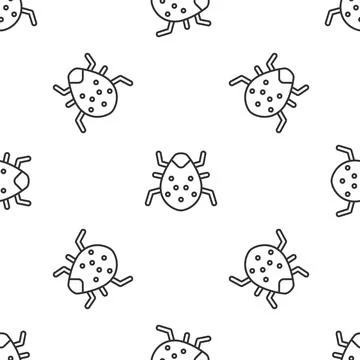 Grey line System bug concept icon isolated seamless pattern on white background Illustrazione stock