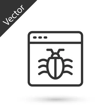 Grey line System bug concept icon isolated on white background. Code bug concept Stock Illustration