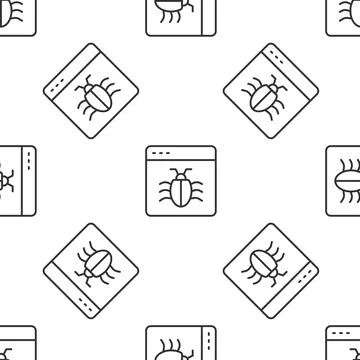 Grey line System bug concept icon isolated seamless pattern on white background Stock Illustration