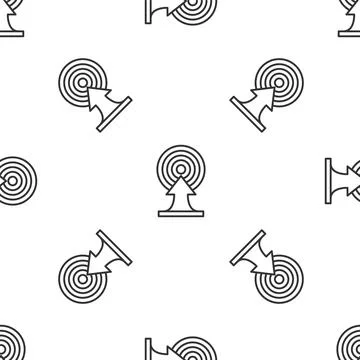 Grey line Target with arrow icon isolated seamless pattern on white background 스톡 일러스트