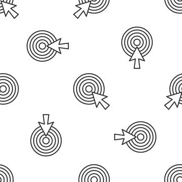 Grey line Target with arrow icon isolated seamless pattern on white background Stock Illustration