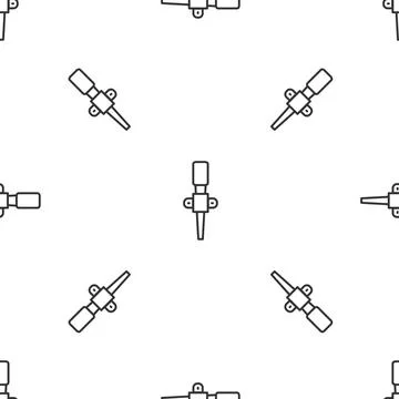 Grey line Torch flame icon isolated seamless pattern on white background. Symbol Stockillustratie