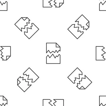 Grey line Torn document icon isolated seamless pattern on white background Stock Illustration
