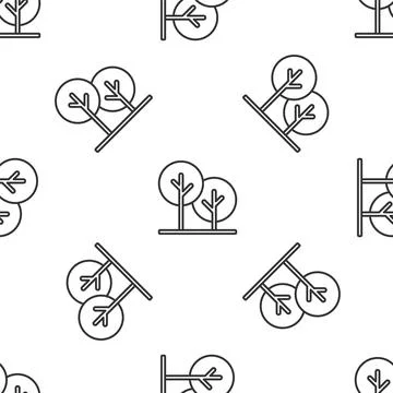 Grey line Tree icon isolated seamless pattern on white background. Forest symbol Stock Illustration