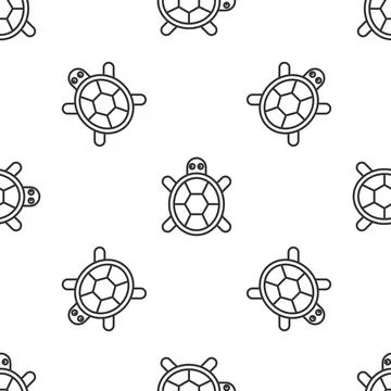 Grey line Turtle icon isolated seamless pattern on white background. Vector. 스톡 일러스트