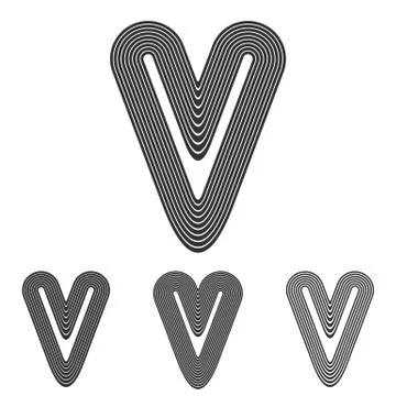 Grey line v logo design set Stock Illustration