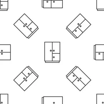Grey line Wardrobe icon isolated seamless pattern on white background. Vector Stock Illustration