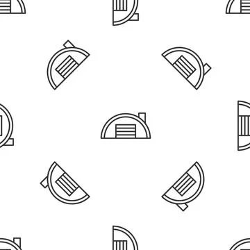 Grey line Warehouse icon isolated seamless pattern on white background. Vector Stock Illustration